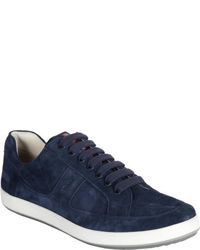 Navy Suede Low Top Sneakers