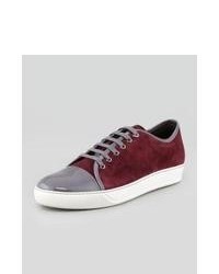 Burgundy Suede Low Top Sneakers
