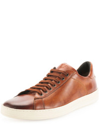 Brown Leather Low Top Sneakers
