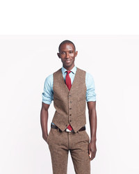 Brown Herringbone Wool Waistcoat