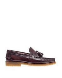 Dark Purple Leather Tassel Loafers