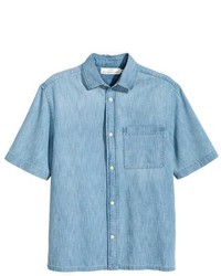 Light Blue Denim Short Sleeve Shirt