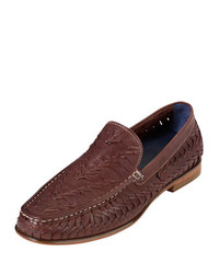 Brown Woven Leather Loafers