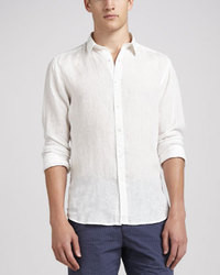 White Linen Long Sleeve Shirt