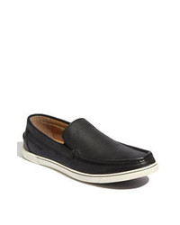 Black Leather Slip-on Sneakers