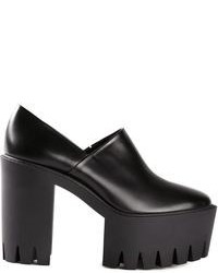 Black Leather Platform Loafers
