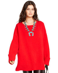 Red Knit Oversized Sweater