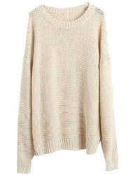 Beige Knit Oversized Sweater
