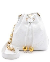 White Leather Bucket Bag