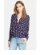 Navy Silk Long Sleeve Blouse