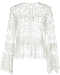 White Lace Long Sleeve Blouse
