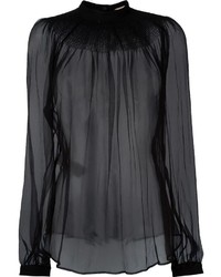 Black Chiffon Long Sleeve Blouse