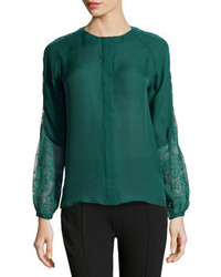 Dark Green Long Sleeve Blouse