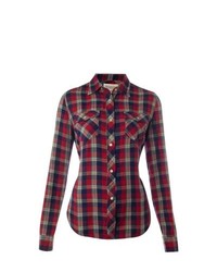 Red and Black Plaid Dress Shirt