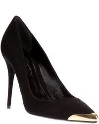 Black and Gold Suede Pumps
