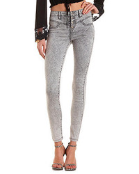 Grey Acid Wash Skinny Jeans