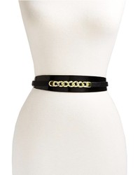 Black and Gold Embellished Leather Belt