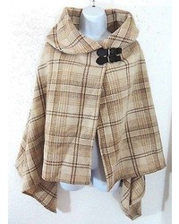 Beige Plaid Cape Coat
