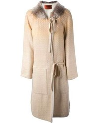 Beige Fur Collar Coat