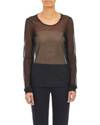 Black Mesh Long Sleeve T-shirt