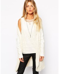White Fluffy Open Cardigan