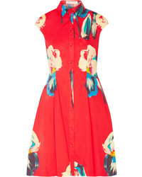 Red Floral Shirtdress