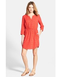 Red Print Shirtdress