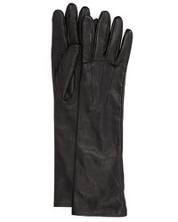 Black Leather Long Gloves