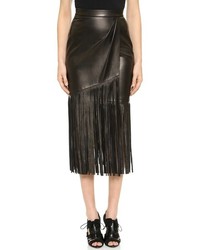 Black Fringe Midi Skirt