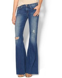 Blue Ripped Flare Jeans