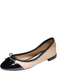 Black and Tan Leather Ballerina Shoes