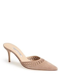 Beige Suede Mules
