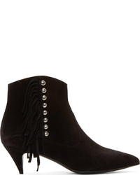 Black Fringe Suede Ankle Boots