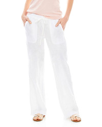 White Linen Wide Leg Pants