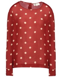 Red Polka Dot Long Sleeve Blouse