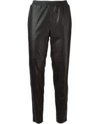 Black Leather Tapered Pants