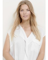 White Ruffle Short Sleeve Blouse