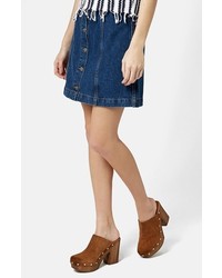 Blue Denim Button Skirt