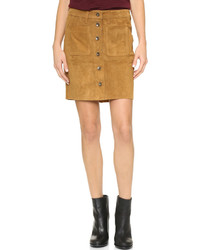 Tan Suede Button Skirt