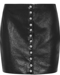 Black Leather Button Skirt