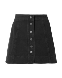 Black Denim Button Skirt