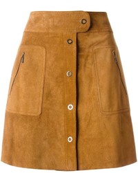 Brown Suede Button Skirt
