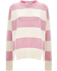 Pink Horizontal Striped Crew-neck Sweater