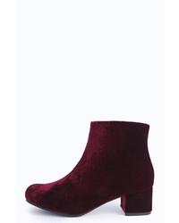 Burgundy Velvet Ankle Boots