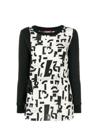 Black and White Print Long Sleeve Blouse