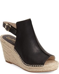 Black Leather Espadrilles
