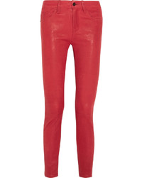 Red Leather Skinny Pants