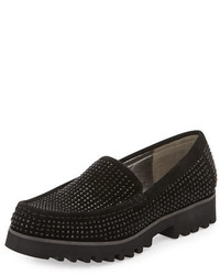 Black Studded Suede Loafers