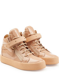 Tan Leather High Top Sneakers