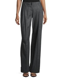 Charcoal Vertical Striped Wide Leg Pants